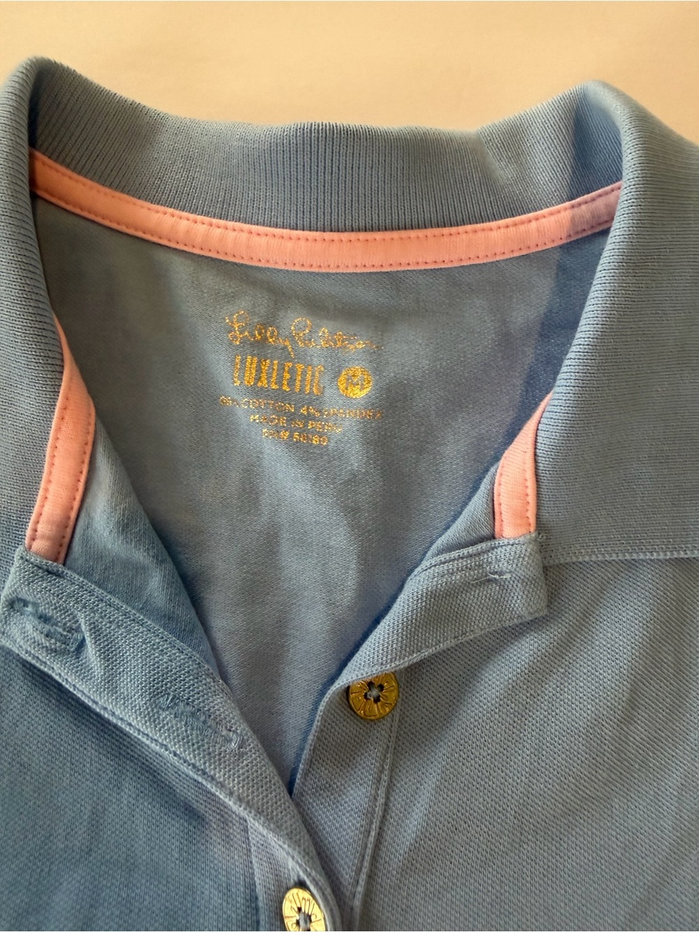Lilly Pulitzer Light Blue Sleeveless Polo Tank with Pink Trim - Picture 4 of 4